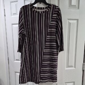 Chic Striped Women's Tunic - Black and White